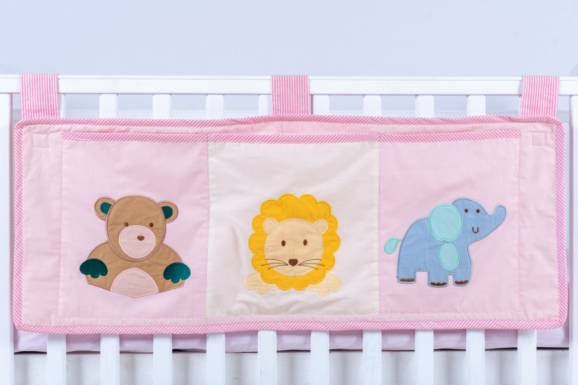 Pink Jungle Friends Pocket Cot Organizer – Blooming Buds Boutique
