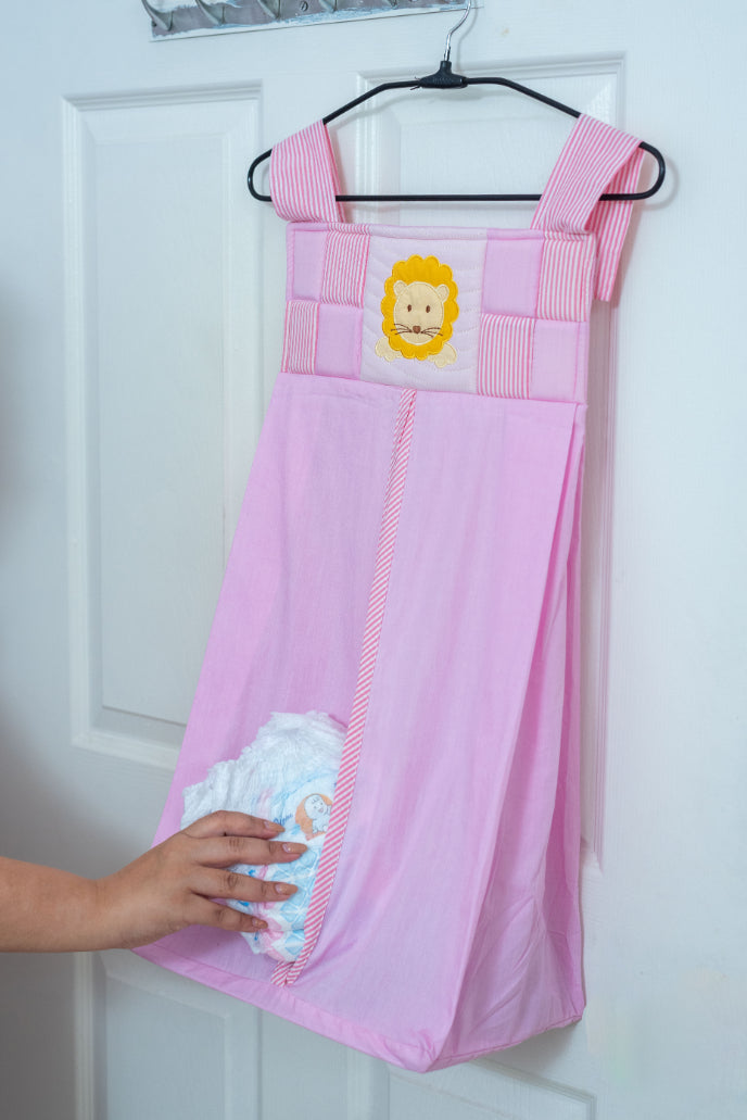 Pink Jungle Friends - 9 pc Bedding Set - Comforter| Cot Bumper |Cot Sheet | Baby Pillow | 2 Bolsters | Diaper Stacker | 3-Pocket Cot Organizer | Toiletry Kit