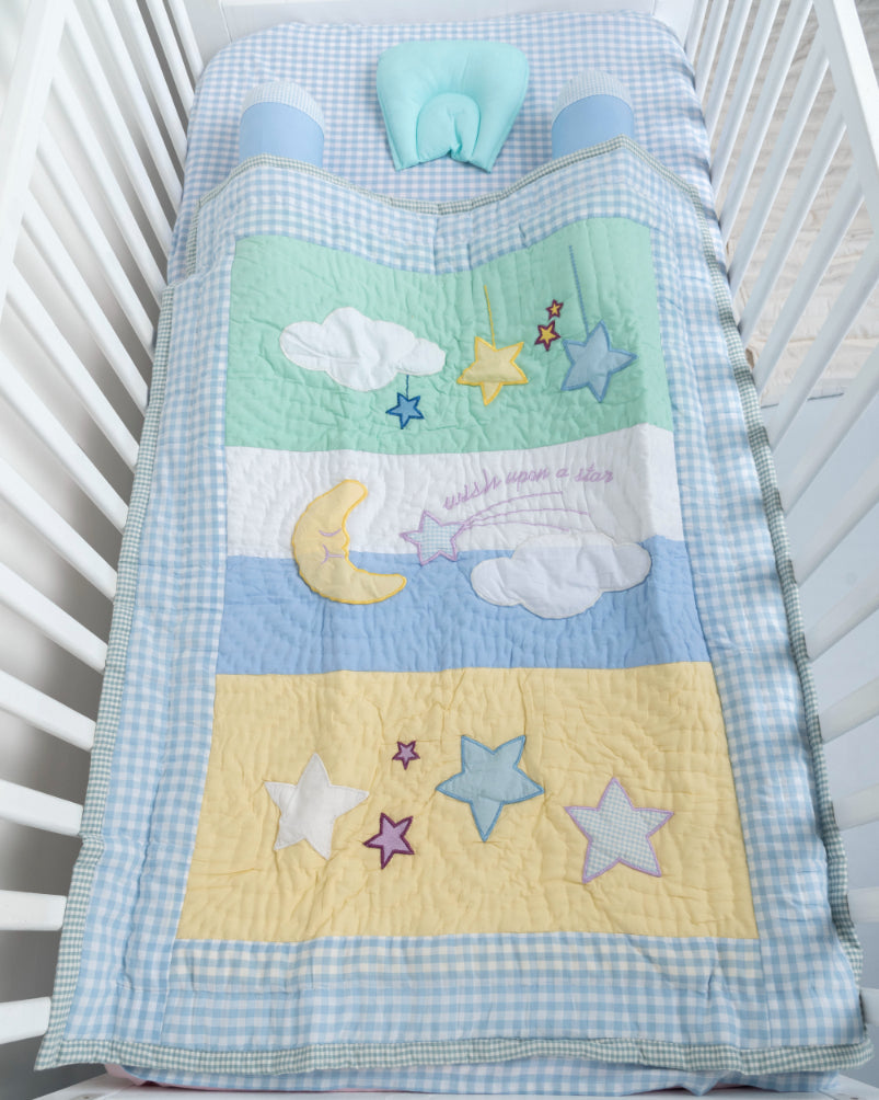 Sweet Lullaby Bedding Set - Baby Comforter | Cot Sheet | Pillow | 2 Bolsters (5 pieces)