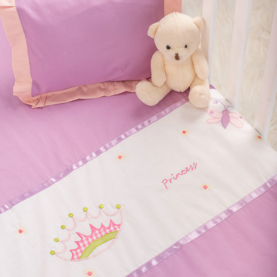 Princess Crown - Cotton Baby Cot Sheet with Pillow Cover