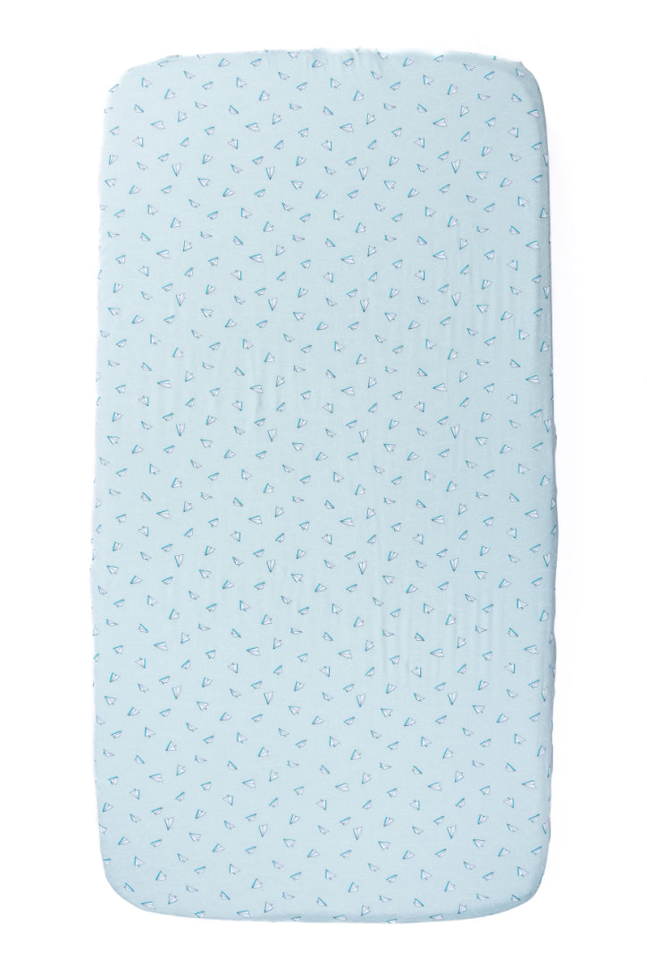 Blue Paperplane - Fitted Crib/ Cot Sheet
