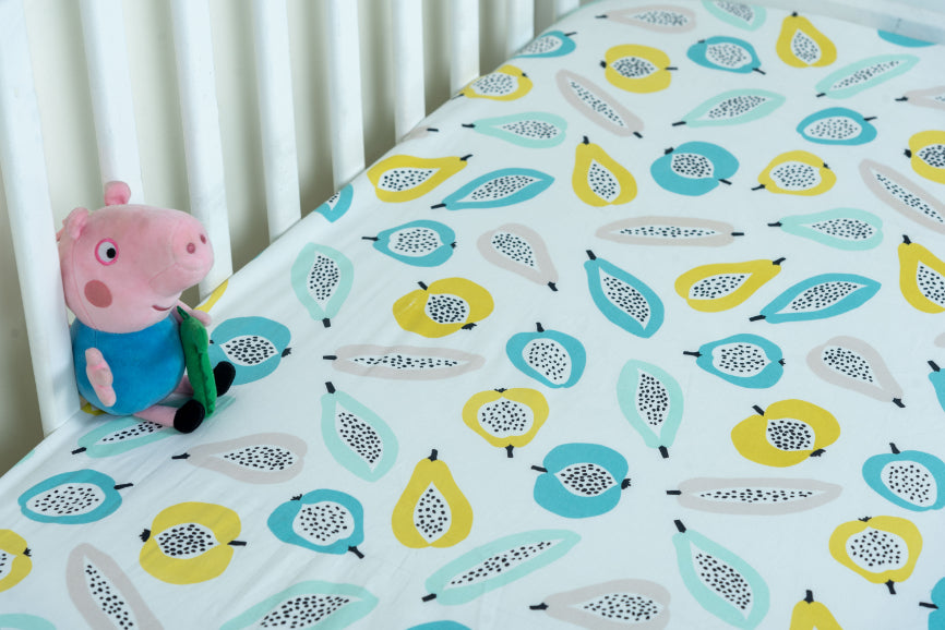 Green Peaches - Fitted Crib/ Cot Sheet