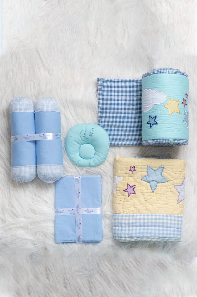 Sweet Lullaby - Bedding Set  | Comforter | Cot Bumper | Flat Sheet | Pillow | 2 bolsters  (6 pieces)