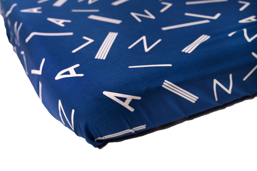 Royal Blue Alphabets - Fitted Crib/ Cot Sheet