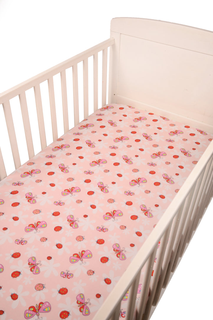 Pink Butterfly - Fitted Crib/ Cot Sheet