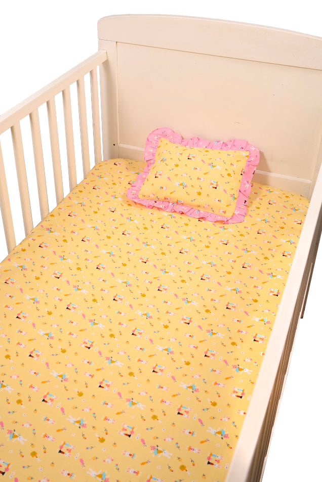 Yellow Rabbit - Cot Sheet with Pillow Cover