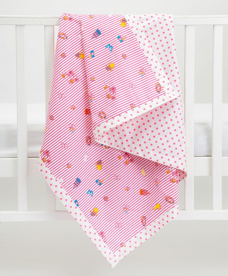 Garden Daisy Reversible Baby Dohar (White and Pink Polka Dots)