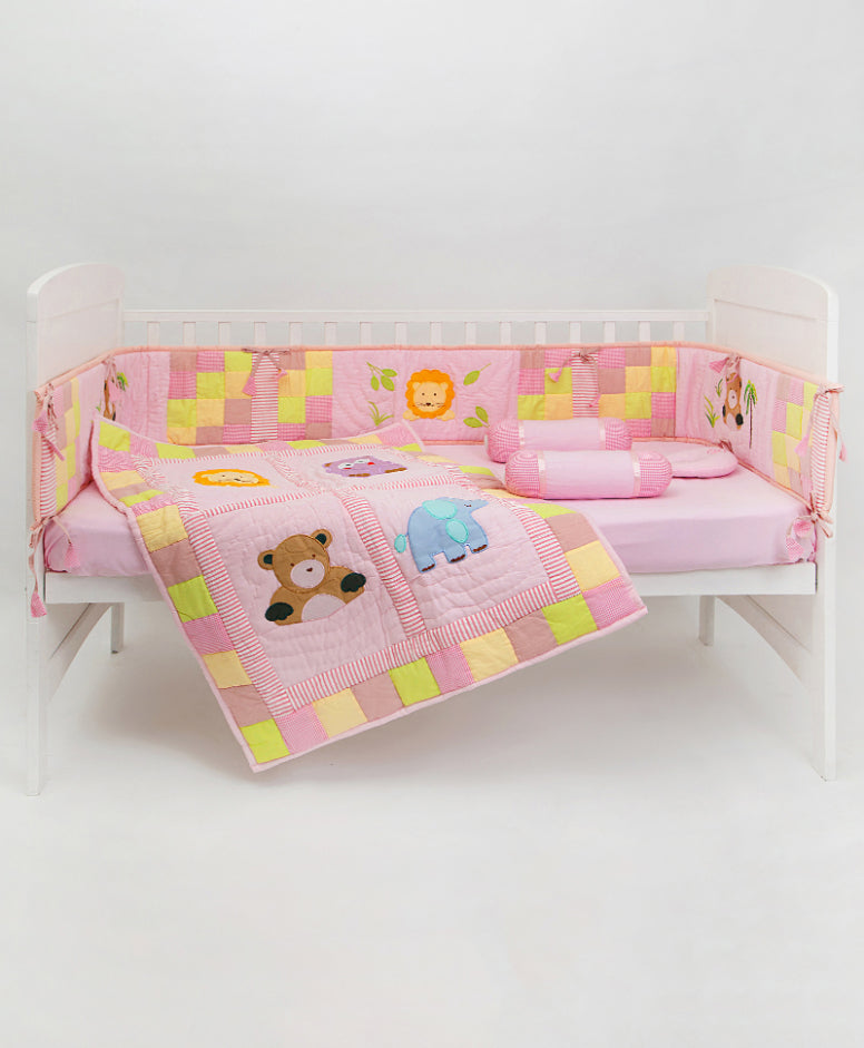 Jungle Friends -Bedding Set | Comforter | Cot Bumper | Flat Sheet | Pillow | 2 bolsters