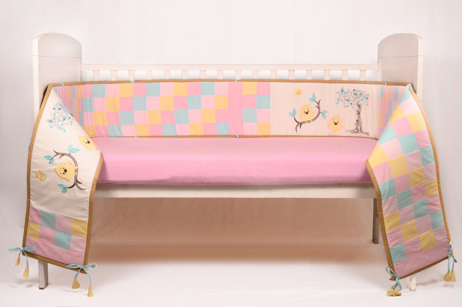 Chicks on a Tree - Full Cot Bumper  (Off- White)