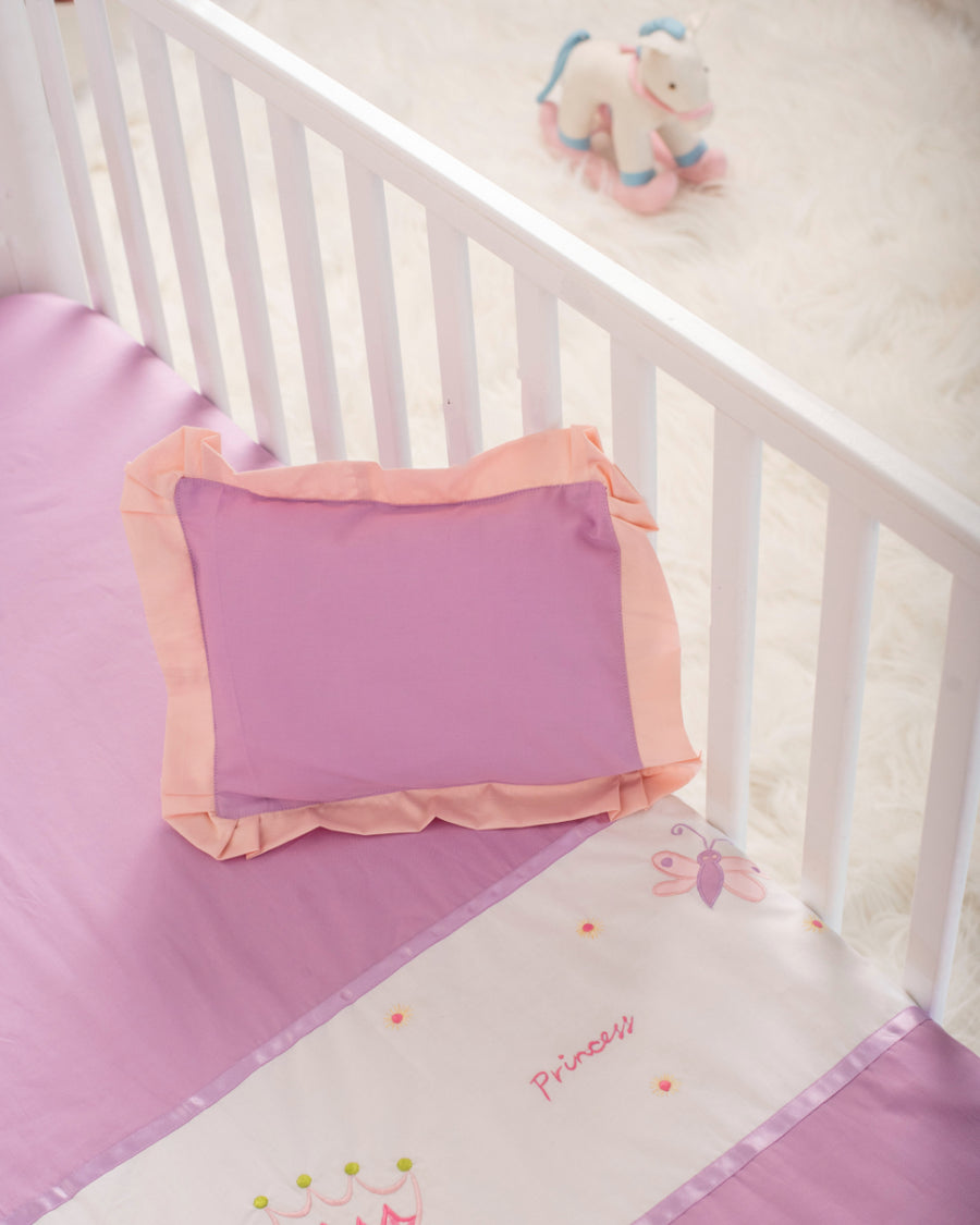 Princess Crown - Cotton Baby Cot Sheet with Pillow Cover